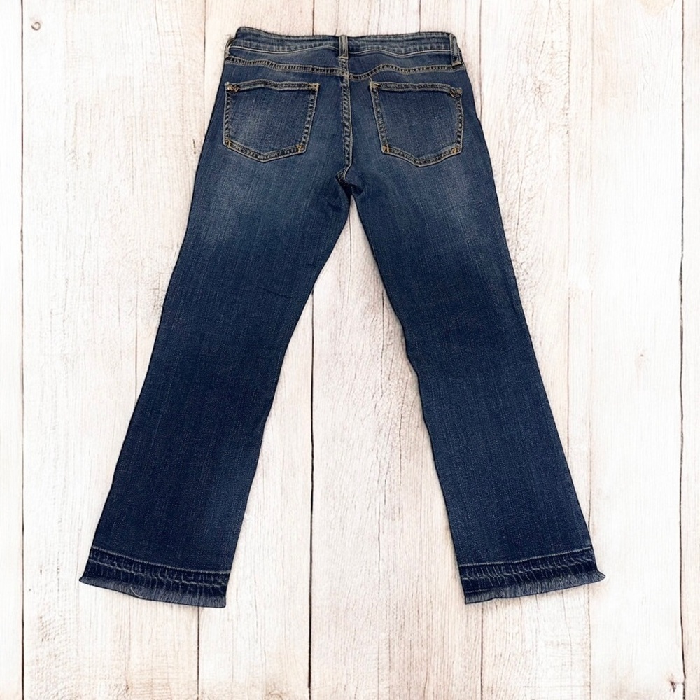 Anthropologie Pilcro Script Women’s Cropped Fray Dark Denim Jeans ~ Size 26 - Picture 5 of 9